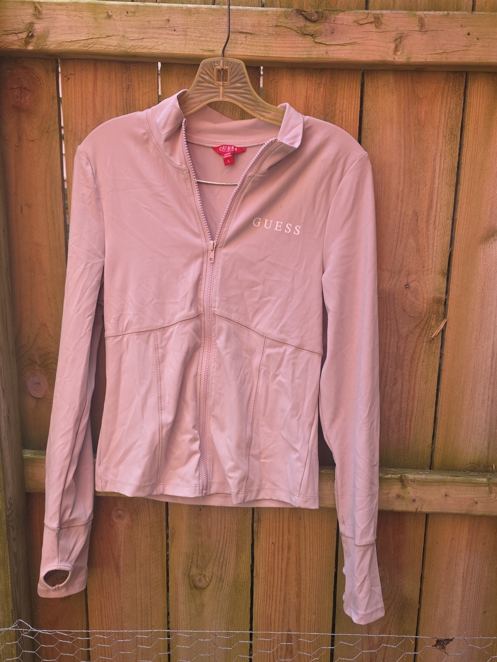 GUESS Light Pink Full-Zip Athletic Jacket